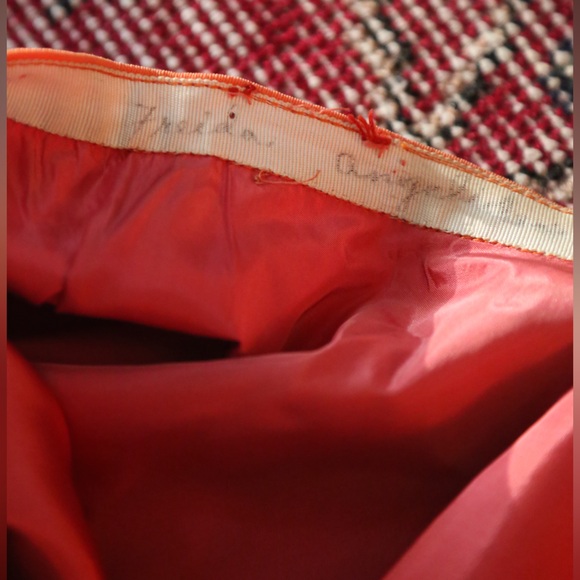 Vintage Movie Worn Circle Mini Skirt Orange and Pink Sequin Chevron - Picture 8 of 9